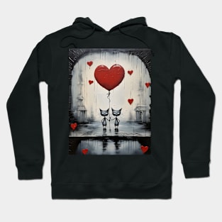 Whimsical Valentines Day Cats Hoodie